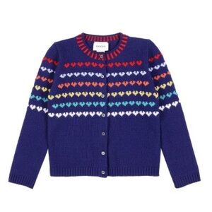 Gucci Kids Blue Multicolor Heart Sweater